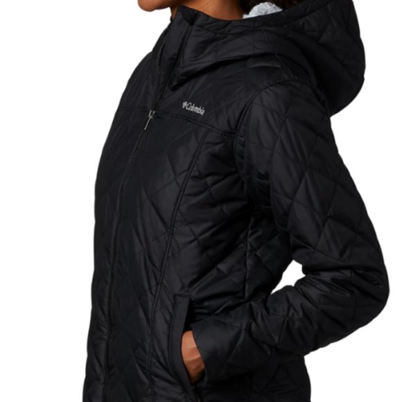 Columbia Copper Crest Hooded Fleece-Lined Mid-Length Coat, Black, L - Picture 4 of 6